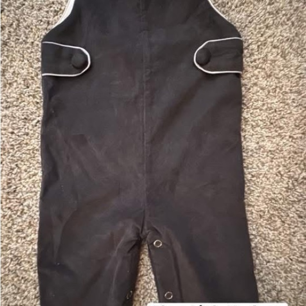 Brown Baby Overalls with White Trim